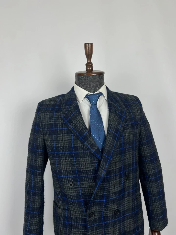 Chaqueta Blazer Paul Smith Para Hombre Doble Pecho Cuadros Azul Marino Gris Talla US 36 Foto 4 de 4