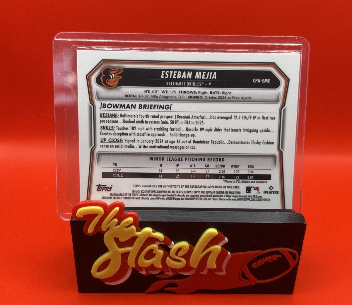 2026 Bowman Chrome Esteban Mejia Auto /99 1st #CPA-EME ORIOLES Potential 10  view 2
