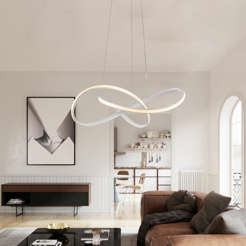 Modern Ring Pendant Light Led Ceiling Lamp Chandelier White For Living Room Home - 第 7/12 張圖片