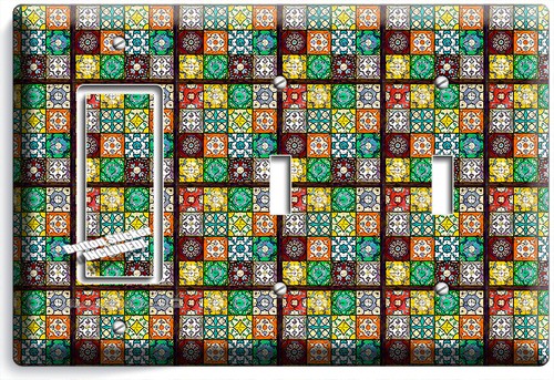 COLORFUL SMALL MEXICAN TILES STYLE LIGHT SWITCH OUTLET WALL PLATES KITCHEN DECOR - Picture 32 of 34