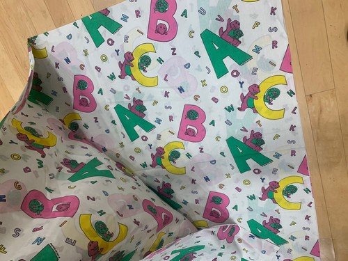Vintage Barney the Dinosaur Flat Bed Sheet Twin 90s top sheet CRAFT FABRIC Y2K - 第 3/4 張圖片