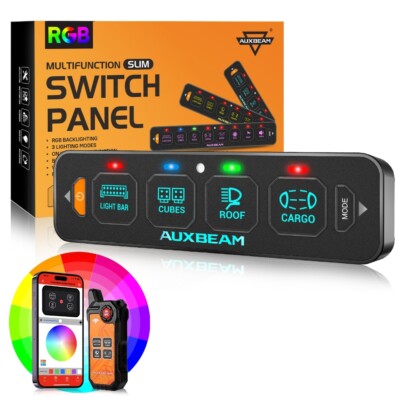 AUXBEAM AS-400 4 Gang RGB Slim Switch Panel For Can-am X3 Polaris RZR UTV ATV