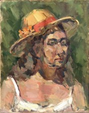 Pert Shlyapin (1918-2006) - Sozialistischer Realismus, Öl Leinwand, Frau mit Hut