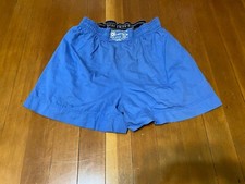 Vtg 80s Gene Ewing Bis Wrinkled Rich Denim Loose Boxer Shorts L Light Blue