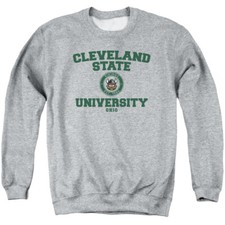 Cleveland State Adult Crewneck Sweatshirt Circle Logo, Athletic Heather, S-3XL