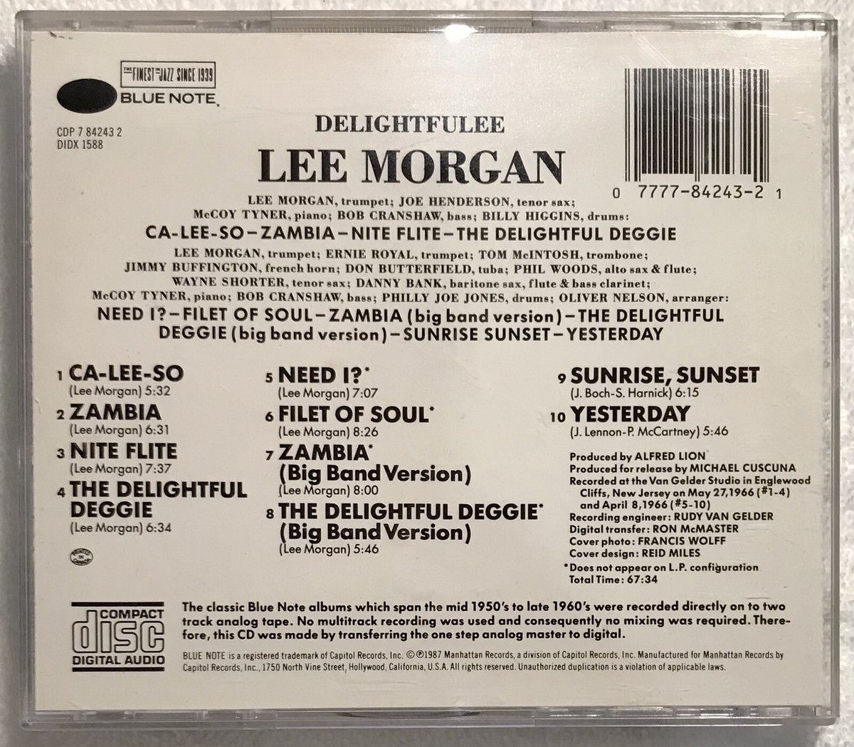 USオリジナル盤】Lee Morgan – Delightfulee