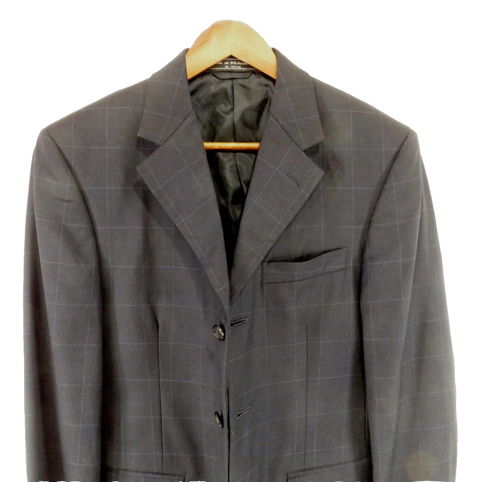 Abrigo deportivo Bill Blass de 3 botones de lana engordada para hombre 36 ventana corta panel azul marino Foto 3 de 4