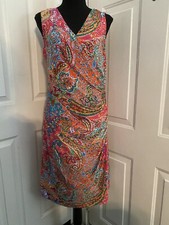 Lauren Ralph Lauren Lg Paisley Faux Wrap Dress Sleeveless