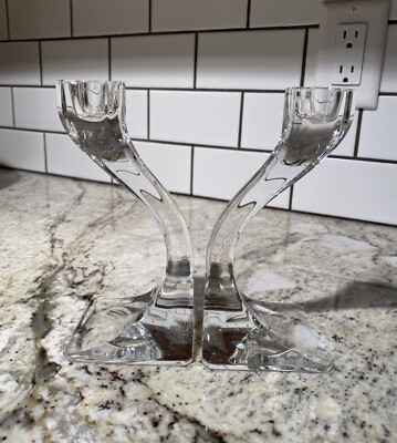 RIEDEL Austria DUETTO Lead Crystal Candle Holders Candlesticks - pair / set of 2