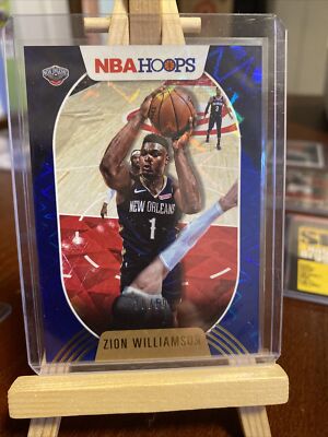 Zion Williamson 2020/21 NBA Hoops Blue Explosion Parallel SP card #/59 Pelicans