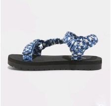 CAT JACK Girl's Mae Ankle Quarter Sandals, Floral, Blue, Strap, New