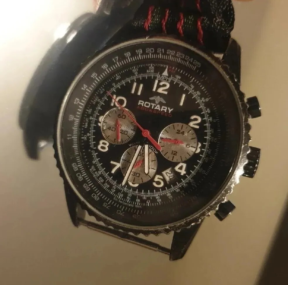 Rotary Chronospeed Mens Rotary Pilot Chronograph Watch Rotary 1895