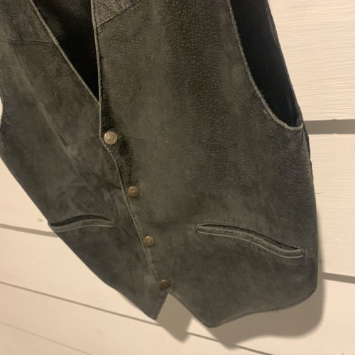SCULLY MEN’S SMALL BLACK SUEDE LEATHER WESTERN VEST- STYLE 504-POCKETS AND STRAP - Picture 23 of 23