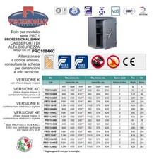 CASSAFORTE TECHNOMAX DI ALTA SICUREZZA - PROFESSIONAL BANK PRO1084KC 84Hx65Lx55P