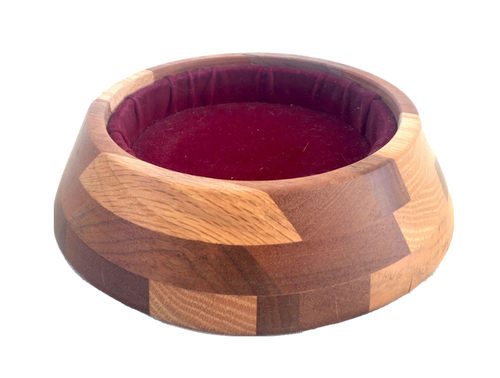 7" Marquetry/Parquetry Mixed Wood Trinket/Coin/Cuff Link Holder/Dish Ernie Ross - Picture 8 of 8