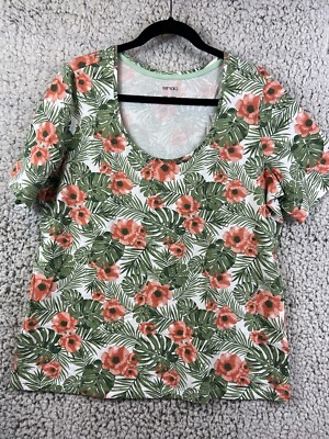 Esmara floral multicolor short sleeve  round neck blouse women's size XXL