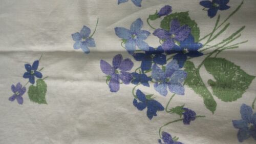 Vintage LUTHER TRAVIS Leinen TISCHDECKE Lila Blumen, Oval, 56"x80" - Bild 4 von 8