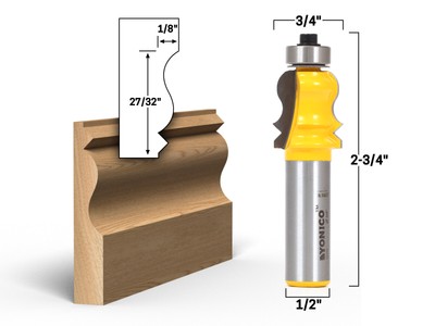 Small Elaborate Crown Cap Molding Router Bit - 1/2'' Shank - Yonico 16113