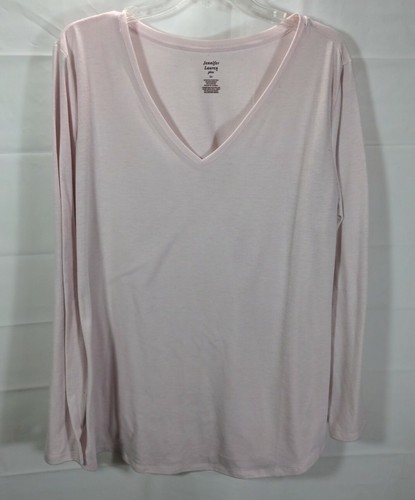 JENNIFER LAUREN Wmn's Plus Pink V-Neck Long Slve Round Hem Stretch T-Shirt sz 2X - Picture 8 of 11