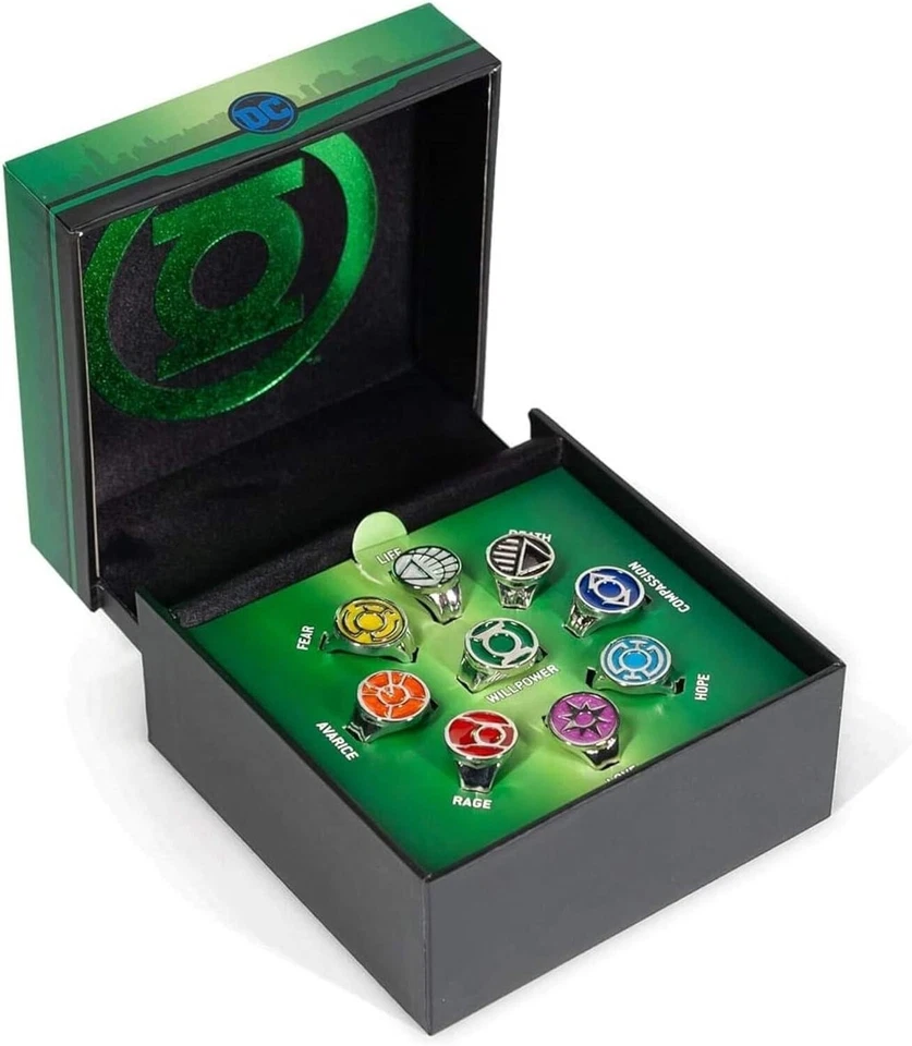 DC Comics Green Lantern Power Rings - Set of 9 Rings, Box Damaged (Item New) - Image 2 of 4
