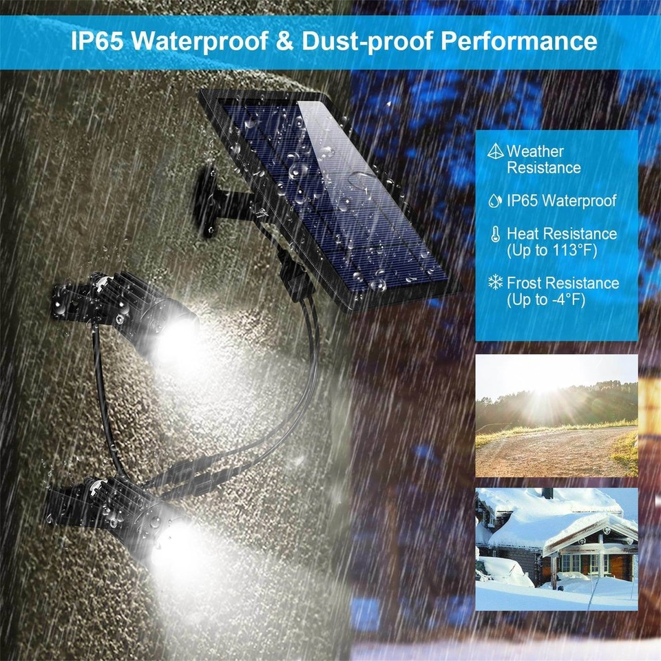 Twin Solar Spotlight Outdoor Light Sensor Lamps Waterproof eBay