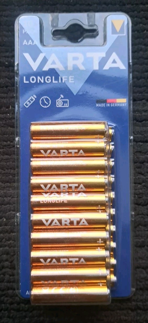 Varta Long Life Alkaline AAA Batteries Battery 30 Pack 2034 LR03 1.5V MN2400