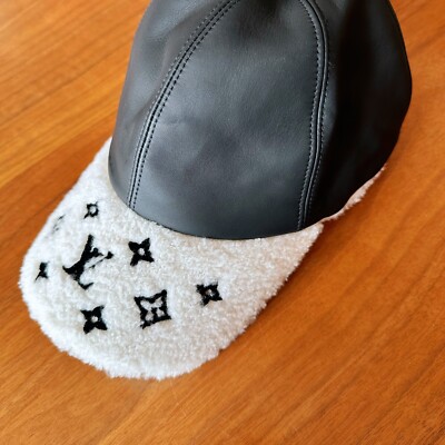 NEW Louis Vuitton Black Leather Shearling Logo MONOGRAM  display picture 1