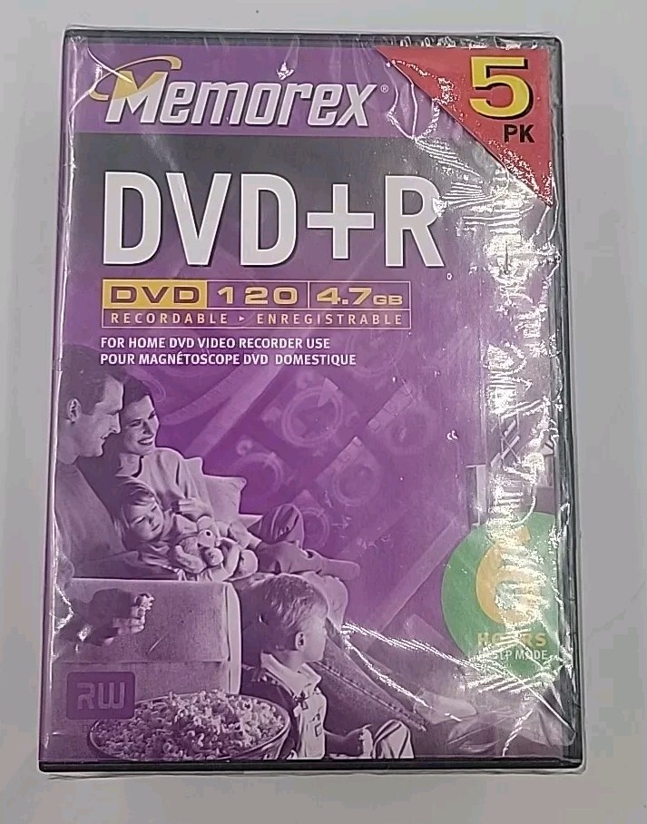 Memorex DVD+R Recordable 120 Minute 4.7GB 5 Pack Brand New Factory Sealed