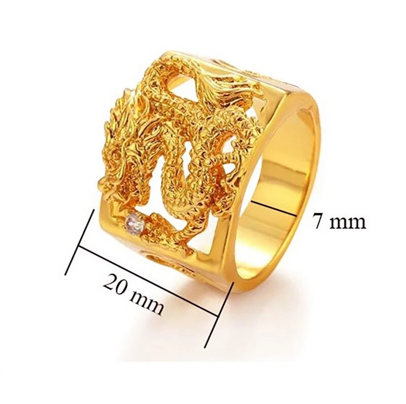 18K золото заполненное над латуни мужской женщин Dragon кольцо размеров 6 7 8 9 10 11 w подарок упаковка - Изображение 4 из 4