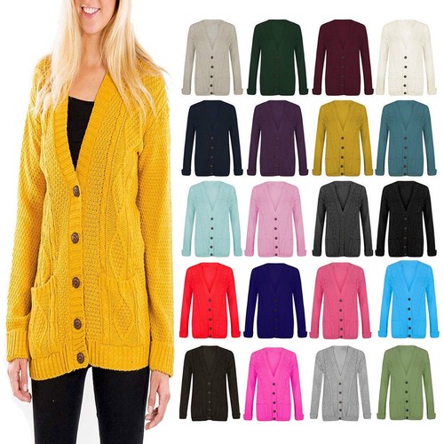 LADIES WOMEN PLUS SIZE CARDIGAN CHUNKY 