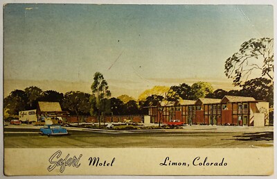 Limon Colorado Safari Motel Downtown Vintage CO Postcard Old Cars