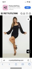 Pretty Little Things Black Mesh Long Sleeved Ruched Detail Bodycon Dress