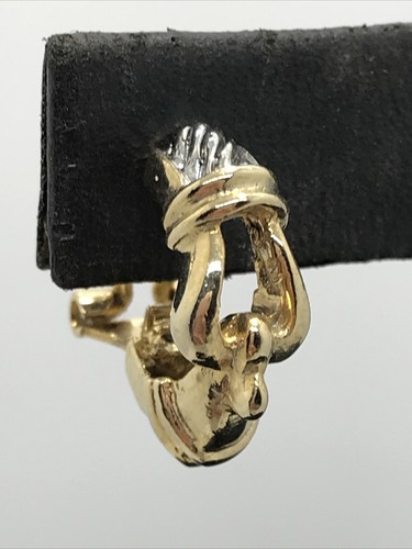 Vintage 2-Tone Silber & Gold Twisted Kabel Schnalle Design Ohrringe - Bild 2 von 9