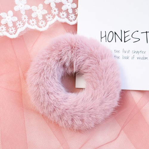 5 PC Hair Elastics Ties Pom Hair Band Furry Faux Rabbit Hair Scrunchies - Picture 2 of 12