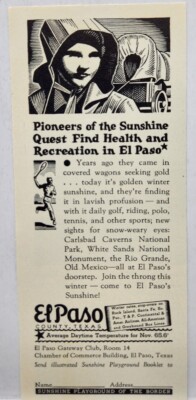 1937 El Paso Texas Recreation Travel Memorabilia Original Print Ad 1930's