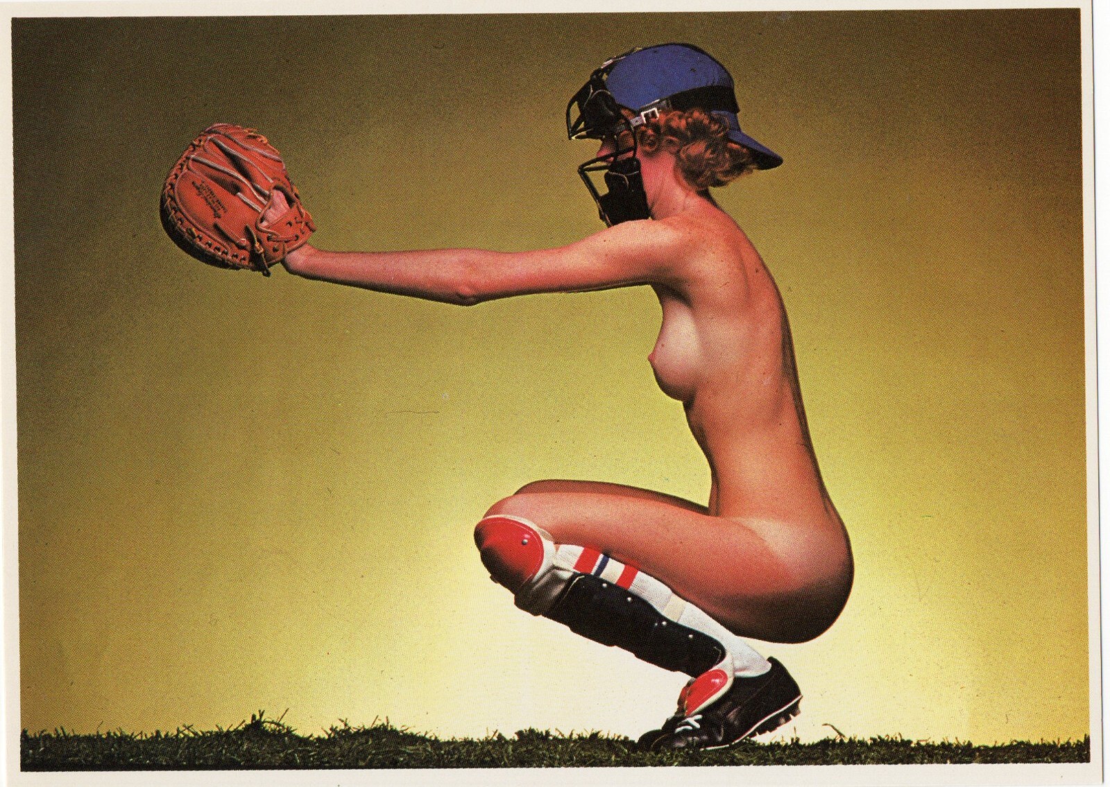 Baseball Catcher (Naked lady sports) ©1980 Jann Cobb  Americards. 5
