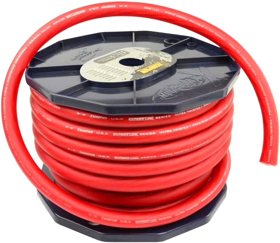 25ft. 1/0 Gauge RED OFC Wire Strands Copper Marine Grade Cable High Quality