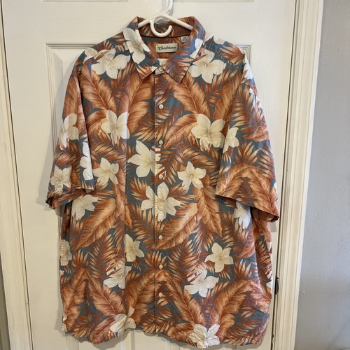 Caribbean Hawaiian Shirt Men’s Size 3XT Coral Linen Cotton Button Down Luau - Picture 7 of 8