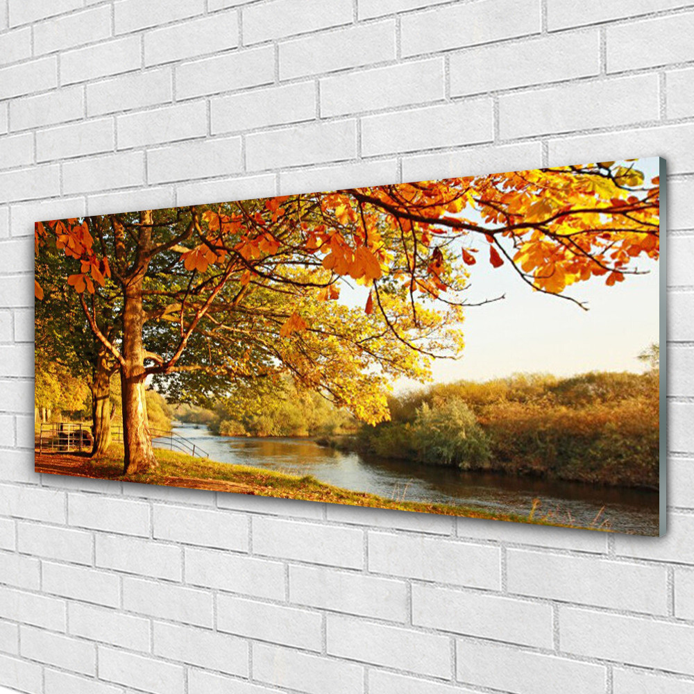 Tableau en verre acrylique 125x50 cm sur le thème nature de grand lac