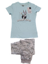 LOONEY TUNES SÜSSER SCHLAFANZUG Gr. XS - M KURZARM GRAU-MINT BY PRIMARK