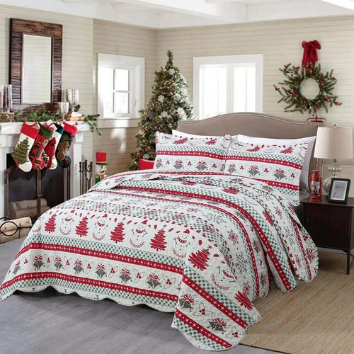 3 Pcs Holiday-Themed Christmas Quilt Bedspread Set – Perfect for Festive Decor - Bild 9 von 21