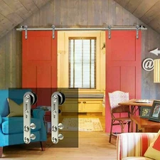 6.6/8 FT Sliding Barn Wood Door Track Rail Hardware Track Kit ,Stainless Steel