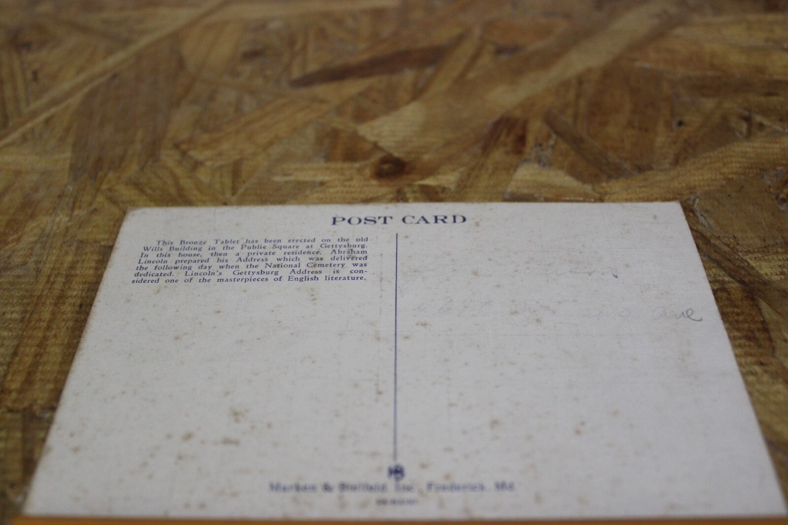 PostcardXLincoln's Gettysburg Adress, Gettysburg, Pa.LinenUnposted