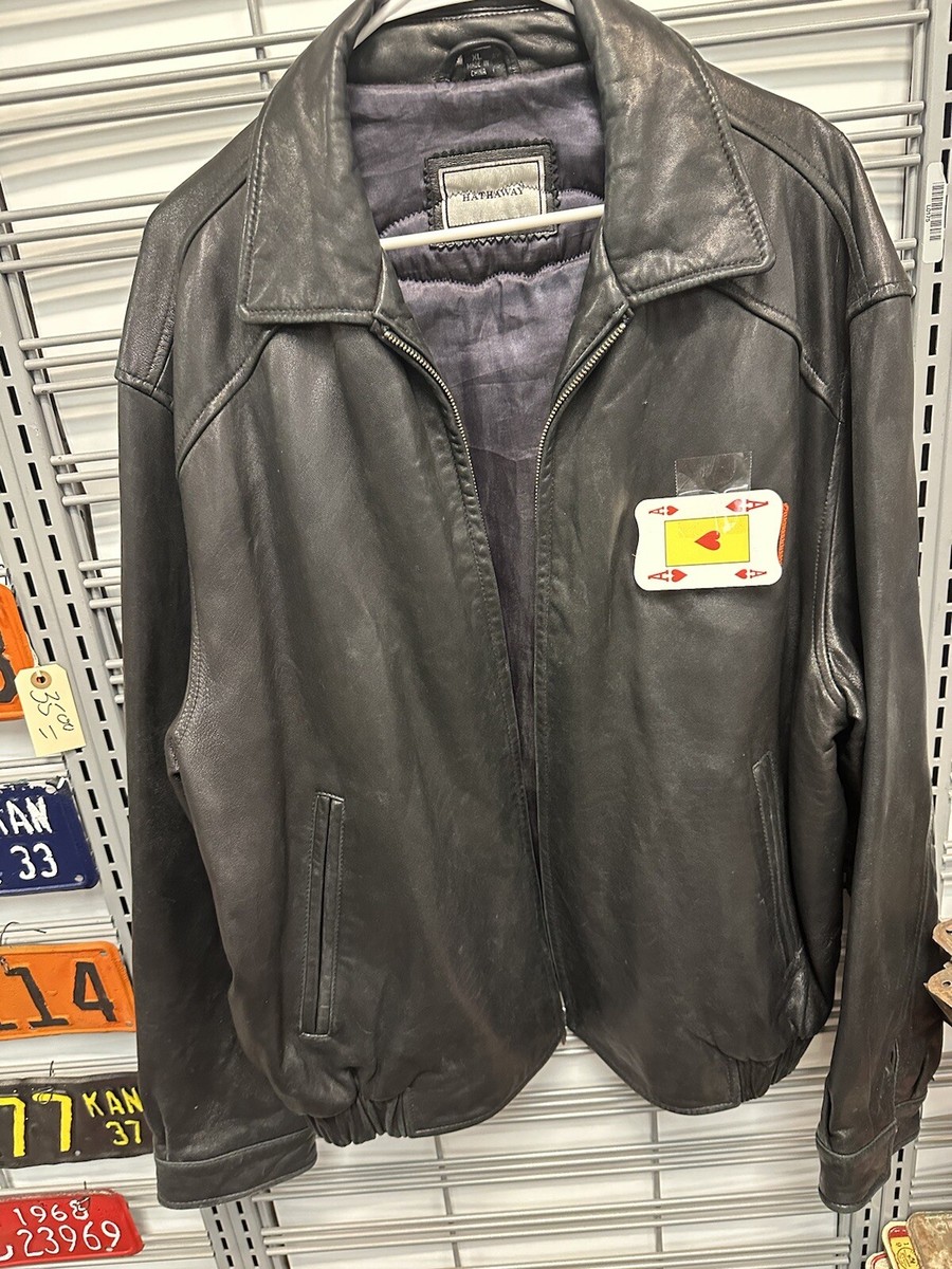 Hathaway Men's Size XL Genuine Soft Leather Bomber Jacket With