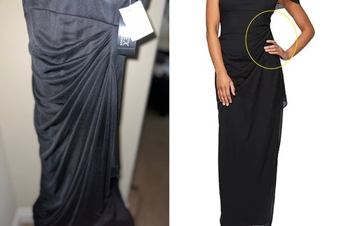 ALEX EVENINGS * EXPOSED SHOULDER, DRAPED NECK BLACK EVENING GOWN * SIZE 12 NWT - Picture 18 of 19