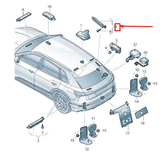 NOUVEL AMPLIFICATEUR D'ANTENNE DROIT AUDI E-TRON GEN 4KE03525D ORIGINAL