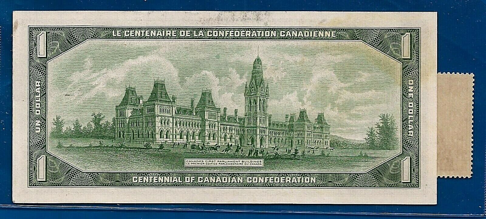 CANADA 1867 1067 Canadian one 1 DOLLAR BILL NOTE with QE II stamp E