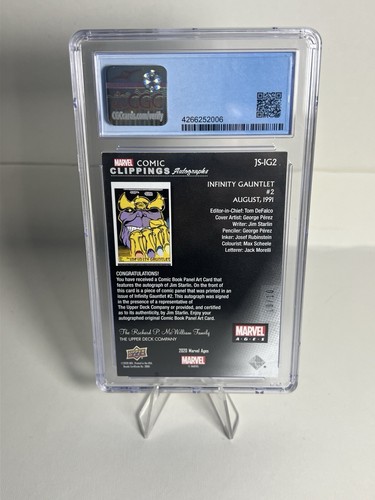 Jim Starlin Infinity Gauntlet #2 Auto #JS-IG2 /10 Comic Clip Thanos - Picture 2 of 2