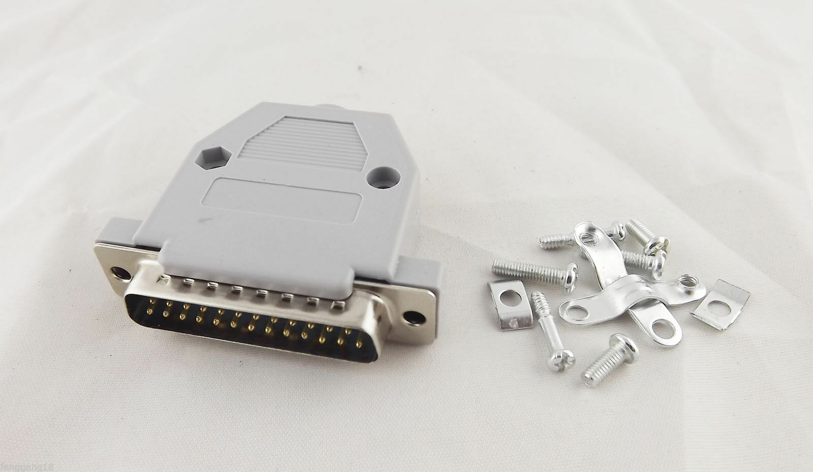 10pcs DB25 Male 25 Pin 2 Rows D-Sub Connector Grey Plastic Hood Cover ...