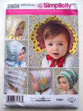 Baby infant Spring Christening fancy bonnets hats pattern 2908 size S M L UNCUT
